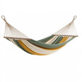 Amaca 320 x 140 cm in tessuto verde beige senape con barre in legno per giardino