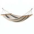 Amaca 300 x 120 cm in tessuto crema blu e grigio con barre in legno per giardino stile rigato