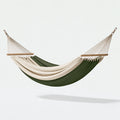 Amaca 300 x 140 cm in tessuto verde e avorio con barre in legno per esterno