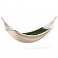 Amaca da giardino 300 x 150 cm in tessuto beige e verde con barre in legno sospesa