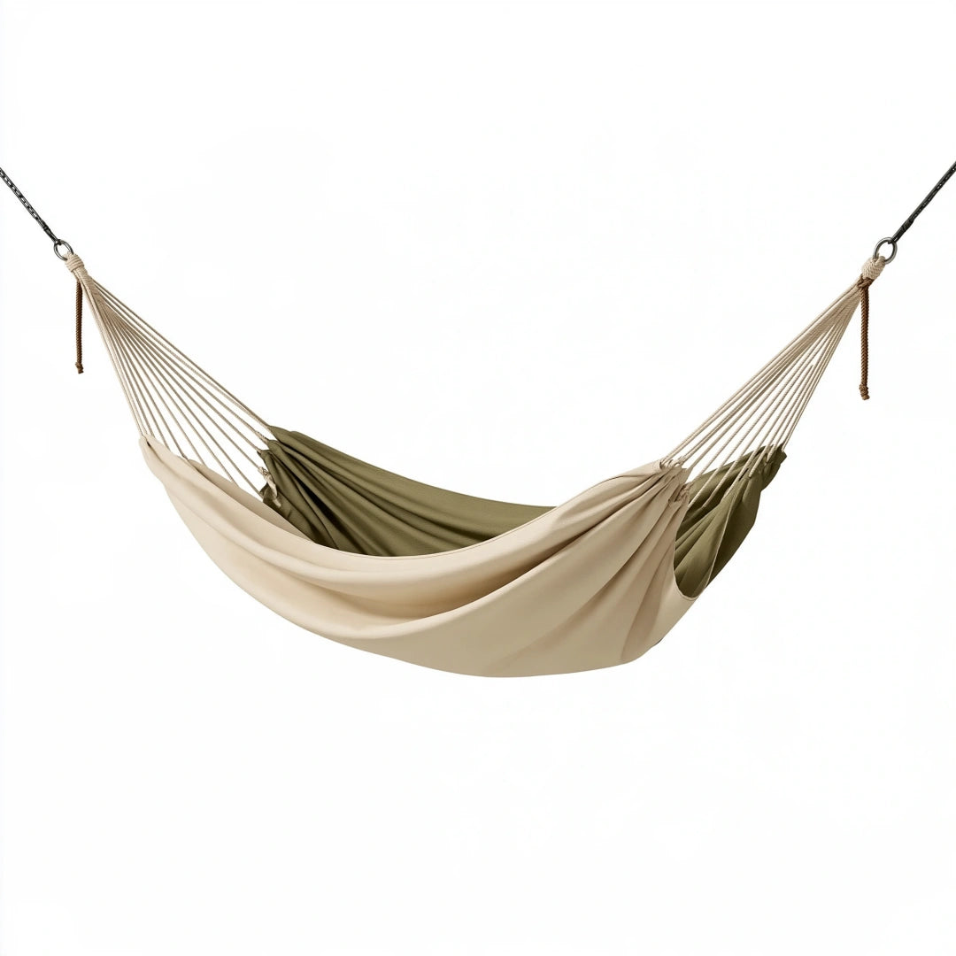 Amaca 300 x 150 cm in tessuto beige/verde oliva per esterno - sospesa