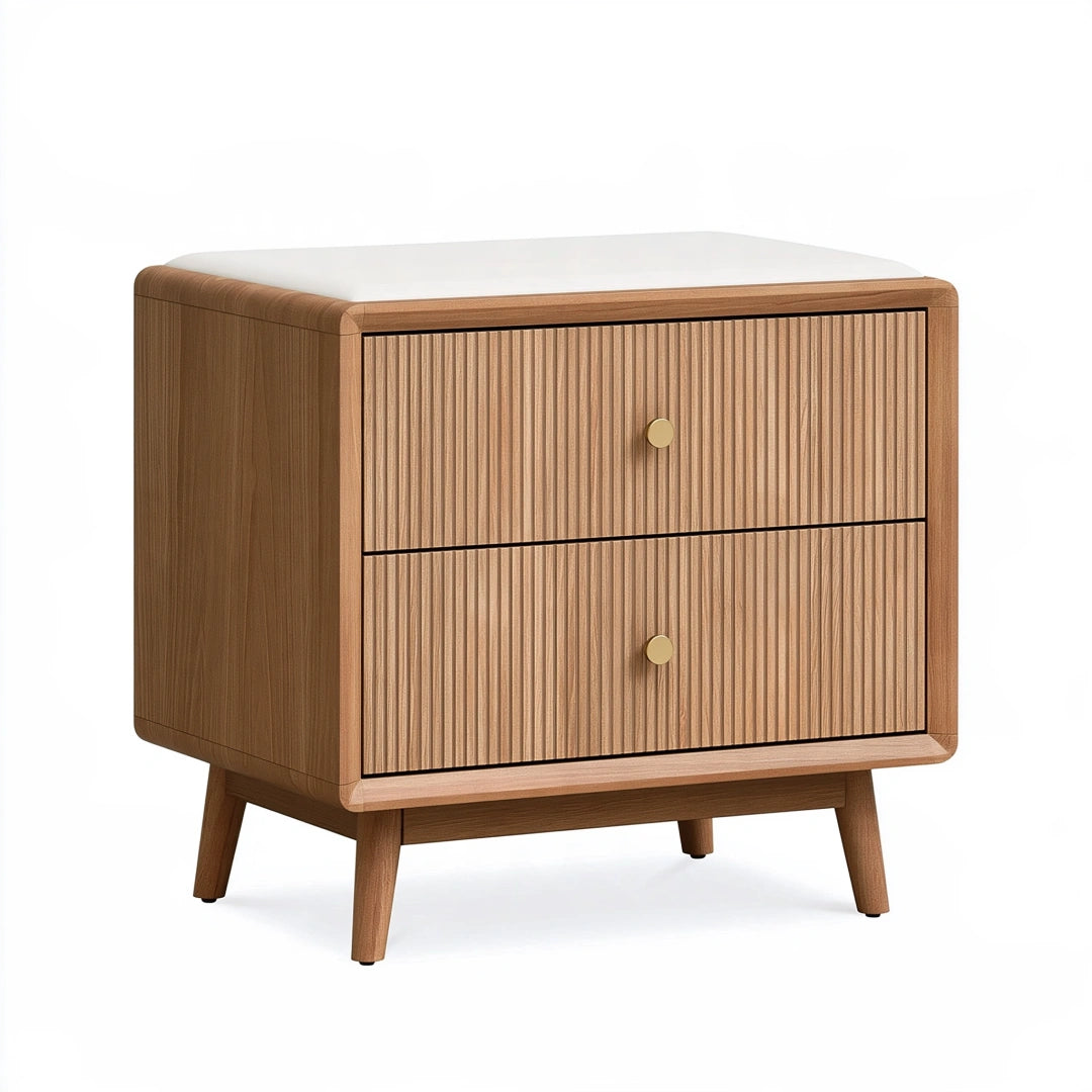 Comodino 50 x 40 x 60 cm in legno marrone con 2 cassetti - stile moderno