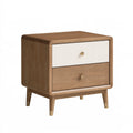 Comodino 50 x 40 x 55 cm in legno marrone e bianco con 2 cassetti stile moderno