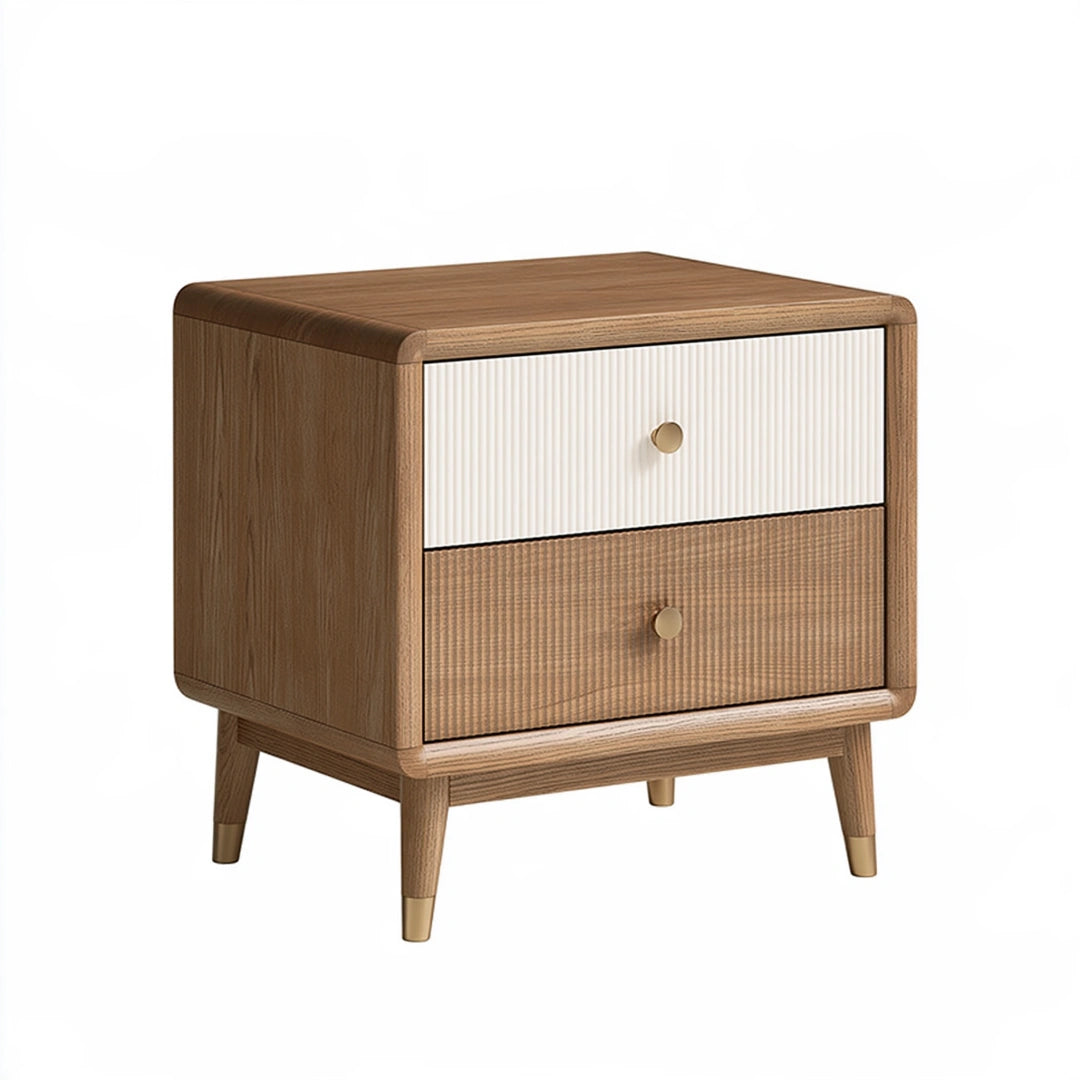 Comodino 50 x 40 x 55 cm in legno marrone e bianco con 2 cassetti stile moderno