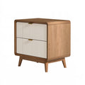 Comodino 55 x 40 x 60 cm in legno marrone e bianco con 2 cassetti stile moderno