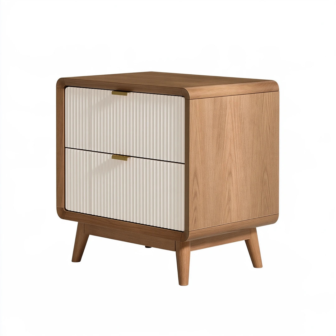 Comodino 55 x 40 x 60 cm in legno marrone e bianco con 2 cassetti stile moderno