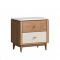 Comodino 60 x 45 x 65 cm in legno marrone e bianco con 2 cassetti stile moderno