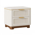 Comodino 60 x 45 x 60 cm in legno bianco e marrone con 2 cassetti stile moderno