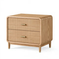 Comodino 60 x 45 x 60 cm in legno naturale con 2 cassetti stile moderno