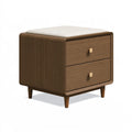 Comodino con seduta 70x45x55 cm in legno marrone con 2 cassetti stile moderno