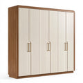 Armadio guardaroba 270 x 60 x 220 cm in legno marrone e crema a 6 ante stile moderno