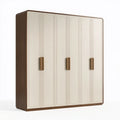 Armadio 270 x 60 x 220 cm in legno beige e noce a 6 ante stile moderno