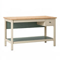 Tavolo da lavoro 120x60x90 cm in legno e metallo beige con ripiano e cassetto