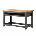 Banco da lavoro 120 x 60 x 90 cm in legno naturale e metallo nero stile industriale