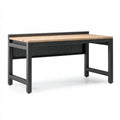 Banco da lavoro 120 x 60 x 90 cm in legno e acciaio nero con pannello portautensili