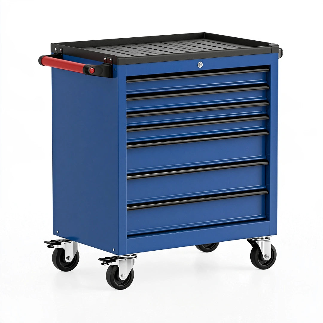 Carrello portautensili 77 x 46 x 97 cm in acciaio blu con 6 cassetti e ruote