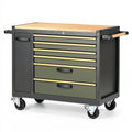 Carrello portautensili 100 x 50 x 95 cm in metallo nero con piano in legno mobile