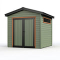 Casetta da giardino 200 x 150 x 210 cm in legno verde con doppia porta - stile moderno per deposito esterno
