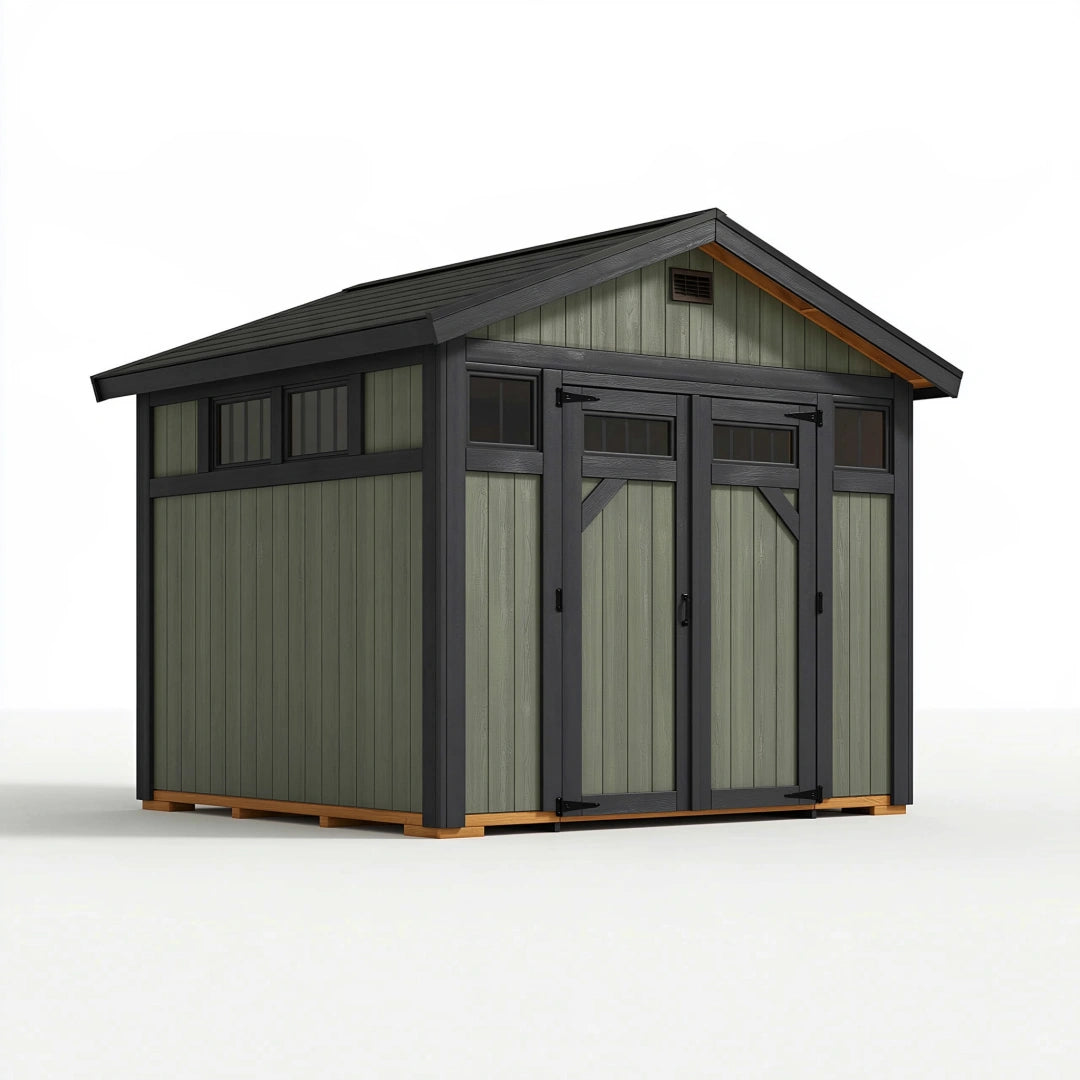 Casetta da giardino 300 x 200 x 230 cm in legno verde e nero - deposito da esterno in stile rustico