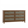 Cassettiera 160 x 45 x 90 cm effetto legno marrone con 6 cassetti stile classico