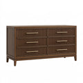Cassettiera 150 x 45 x 85 cm in legno marrone con 6 cassetti stile moderno