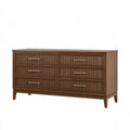 Cassettiera 160 x 45 x 85 cm in legno marrone noce - sei cassetti stile moderno