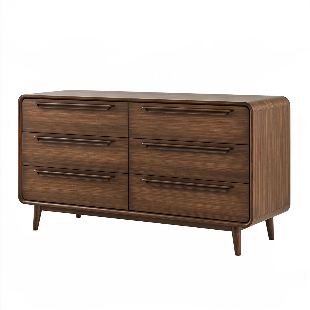 Cassettiera 160 x 45 x 80 cm in legno marrone - 6 cassetti stile moderno