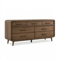 Cassettiera 160 x 45 x 85 cm in legno marrone con 7 cassetti stile retrò